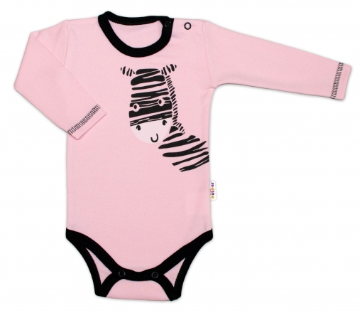 Baby Nellys Body dlouhý rukáv, růžové, Zebra