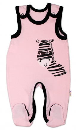 Kojenecké bavlněné dupačky Baby Nellys, Zebra - růžové