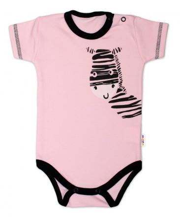 Body krátký rukáv Baby Nellys, Zebra - růžové, vel. 62