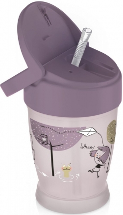 Lovi hrneček se slámkou Lovely Girl - Junior, 12m+, růžový/bordo, 250ml