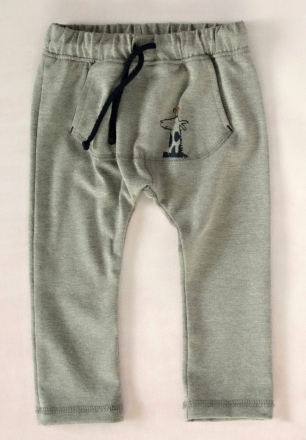 K-Baby Stylové dětské kalhoty, tepláky s klokankovou kapsou - šedé, vel. 68