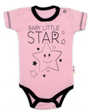 Baby Nellys Body krátký rukáv , Baby Little Star - růžové, vel. 80