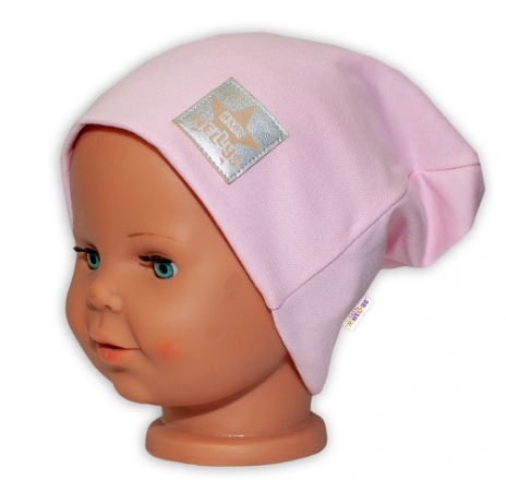 Dětská funkční čepice s dvojitým lemem - sv. růžová