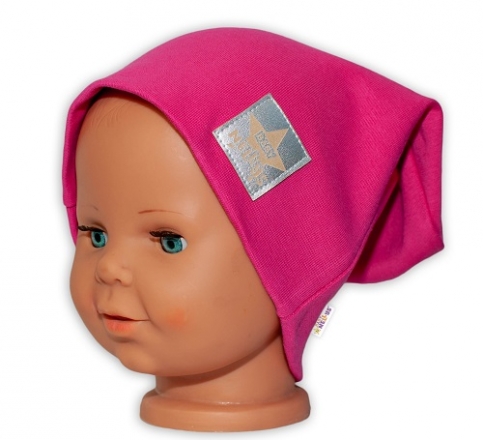 Dětská funkční čepice s dvojitým lemem - tm. růžová