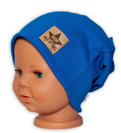 Dětská funkční čepice s dvojitým lemem - tm. modrá