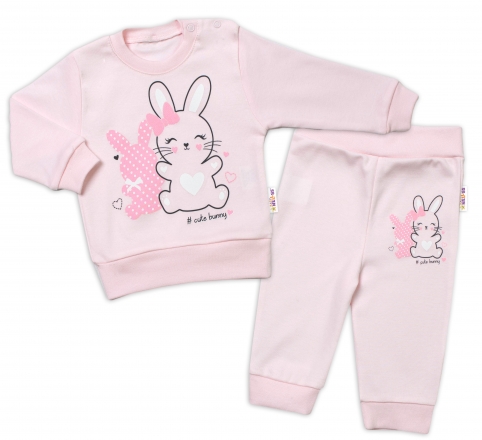 Baby Nellys  Dětská tepláková souprava Cute Bunny - růžová, vel. 98