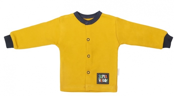Mamatti Novorozenecká bavlněná košilka, kabátek, Hero - hořčicová, vel. 56