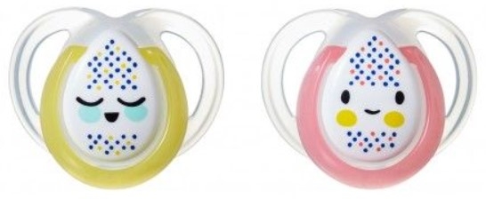 Tommee Tippee Dudlík Night Time,  0-6 m - růžová/žlutá