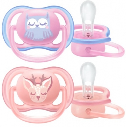 Philips Avent  Dudlík Ultra Air Animals, 0-6m, Sovička a srnka, růžový