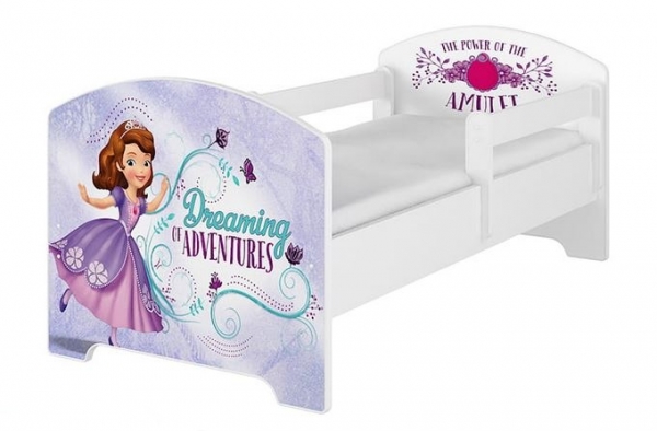 Dětská postel Disney 140x70 - Sofie - bílá, s matrací + šuplík