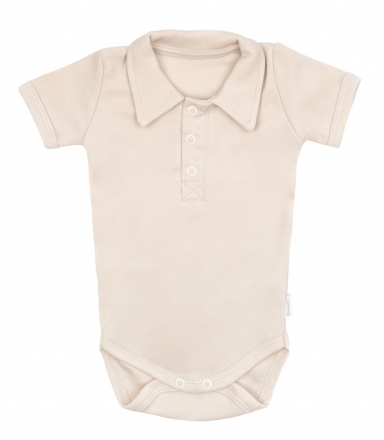 Mamatti Bavlněné body polo kr. rukáv, Baby Fox - béžové, vel. 80