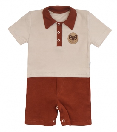 Mamatti Body s nohavičkami Baby Fox - béžová/hnědá, vel. 80