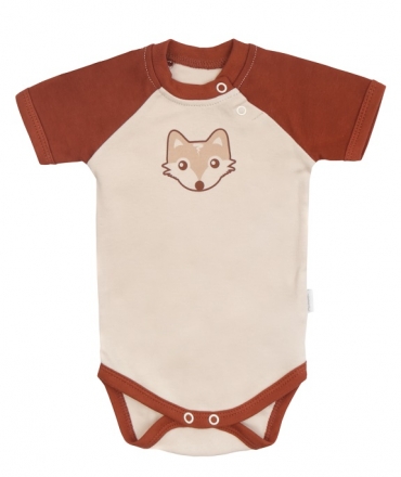 Mamatti Kojenecké body kr. rukáv, Baby Fox - béžová/hnědá