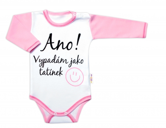 Baby Nellys Body dlouhý rukáv s vtipným textem , Ano! Vypadám jako tatínek, holka