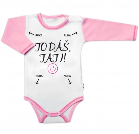 Baby Nellys Body dlouhý rukáv s vtipným textem , To dáš Tati!, vel. 74, holka