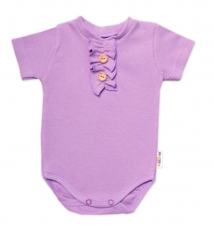 Baby Nellys  Kojenecké žebrované body s knoflíčky kr. rukáv, Girl - lila, vel. 74