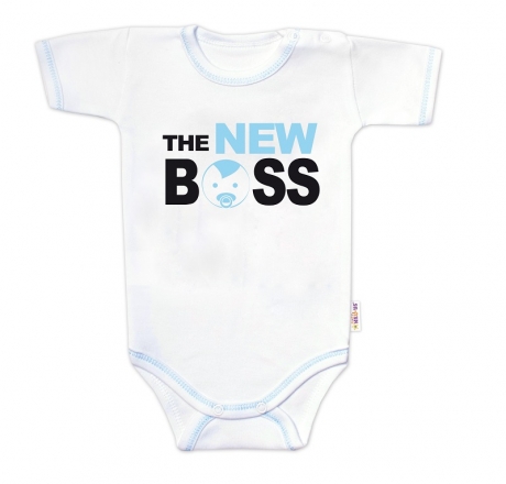 Baby Nellys Body krátký rukáv s vtipným textem , The New Boss, vel. 62, kluk