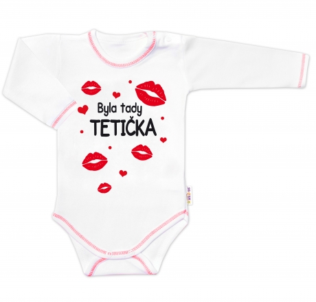 Body dlouhý rukáv s vtipným textem Baby Nellys, Byla tady tetička, vel. 68