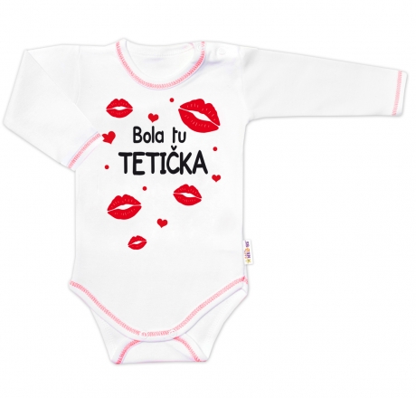 Baby Nellys Body dlouhý rukáv s vtipným textem , Bola tu TETIČKA