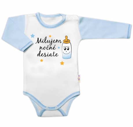 Baby Nellys Body dl. rukáv s vtip. textem , Milujem nočné desiate, vel. 74, kluk