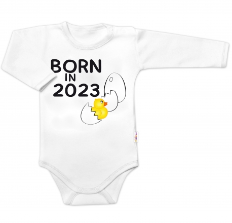 Baby Nellys Body dlouhý rukáv s vtipným textem , Born in 2023 , vel. 62