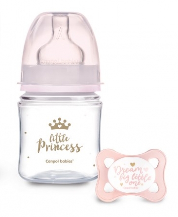 Canpol Babies Antikoliková lahvička 120ml + dudlík set , Mini Girl - Little Princess