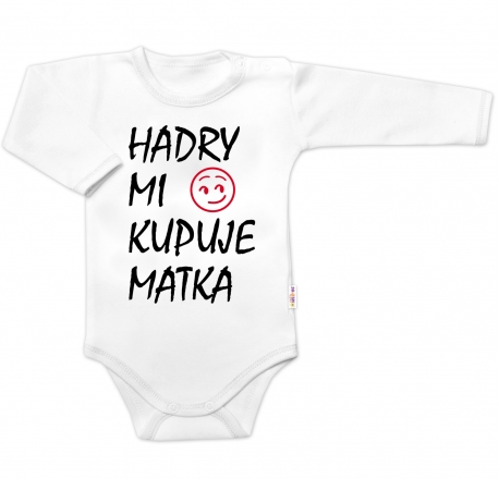 Baby Nellys Body dlouhý rukáv Hadry mi kupuje matka, , bílé, vel. 80