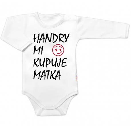 Baby Nellys Body dlouhý rukáv Handry mi kupuje matka, , bílé, vel. 50