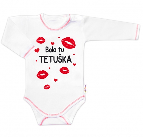 Body dlouhý rukáv s vtipným textem Baby Nellys, Bola tu TETUŠKA, vel. 68