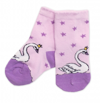 Dětské bavlněné ponožky Labuť - lila