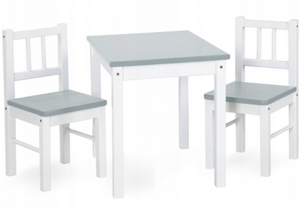 Sada nábytku JOY, Stůl + 2 x židle - šedá s bílou