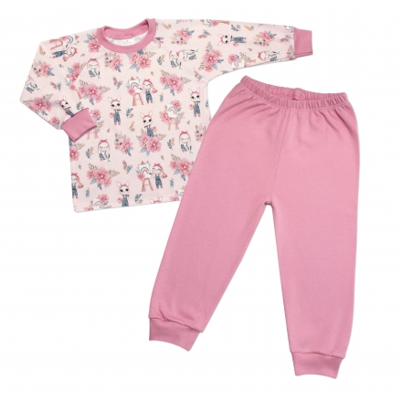 Dětské pyžamo 2D sada, triko + kalhoty, Rabbit Painter, Mrofi, pudrově růžová, vel. 92