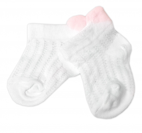 Kojenecké žakarové ponožky se vzorem, Srdíčko, bílé, 6-12m