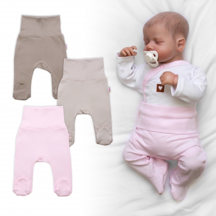 Baby Nellys Rostoucí výhodná sada, 3x polodupačky pro miminko Nature - růžová/béžová/taupe