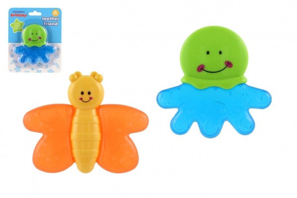 Teddies Kousátko chladící zvířátko plast/silikon 9x9cm 2 druhy na kartě 3m+