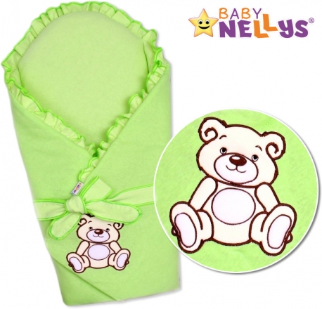 Baby Nellys  Zavinovačka s výztuží Teddy Bear -jersey - zelená