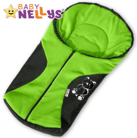 Baby Nellys Fusák nejen do autosedačky  ® POLAR - zelený medvídek