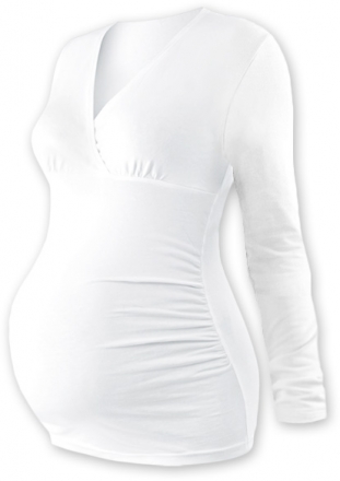 JOŽÁNEK Těhotenské triko/tunika dlouhý rukáv EVA - bílé, vel. L/XL