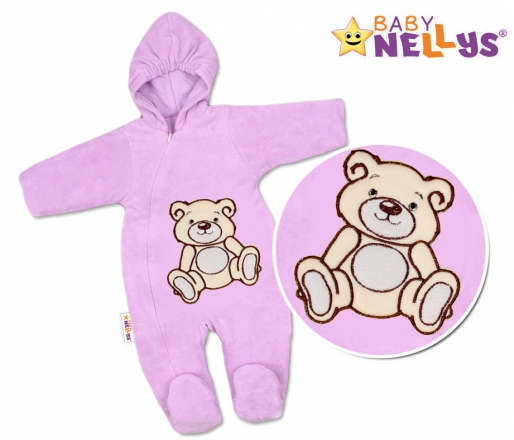 BABY NELLYS Kombinézka/overálek Teddy Bear, velikost: 68 - lila