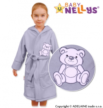 Baby Nellys Dětský župan - Medvídek Teddy bear - šedý