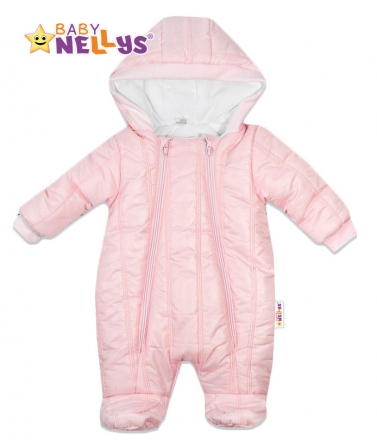 Baby Nellys Kombinézka s kapuci Lux  ®prošívaná - sv. růžová, vel. 62