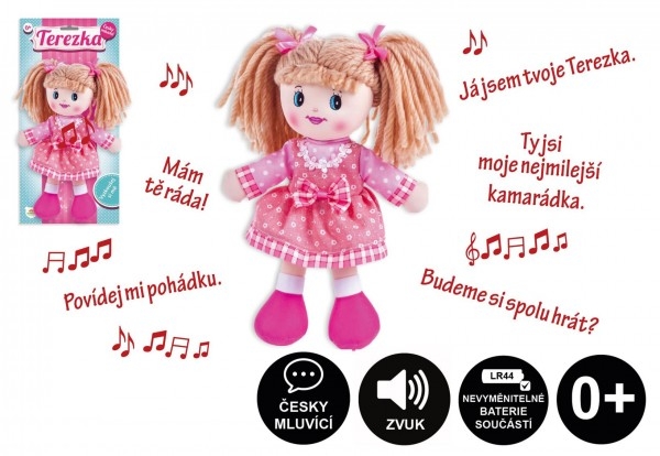 Teddies Panenka Terezka hadrová plyš 30cm česky mluvící na kartě