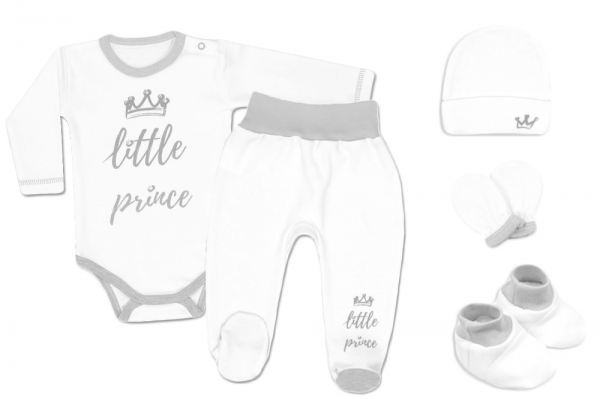 5-ti dílná soupravička do porodnice Little Prince - bílá